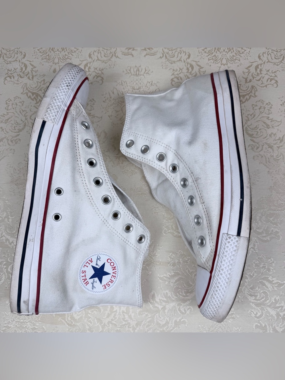 Converse White High Top Canvas Sneakers, M9.5